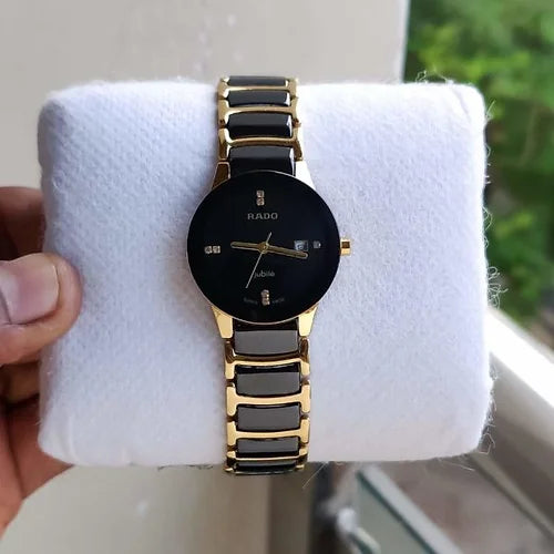 Rado Jubilee Black Dial Gold & Black Ceramic Style Luxury Watch for Men