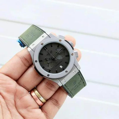 Men’s Luxury Chronograph Watch with Green Leather Strap
