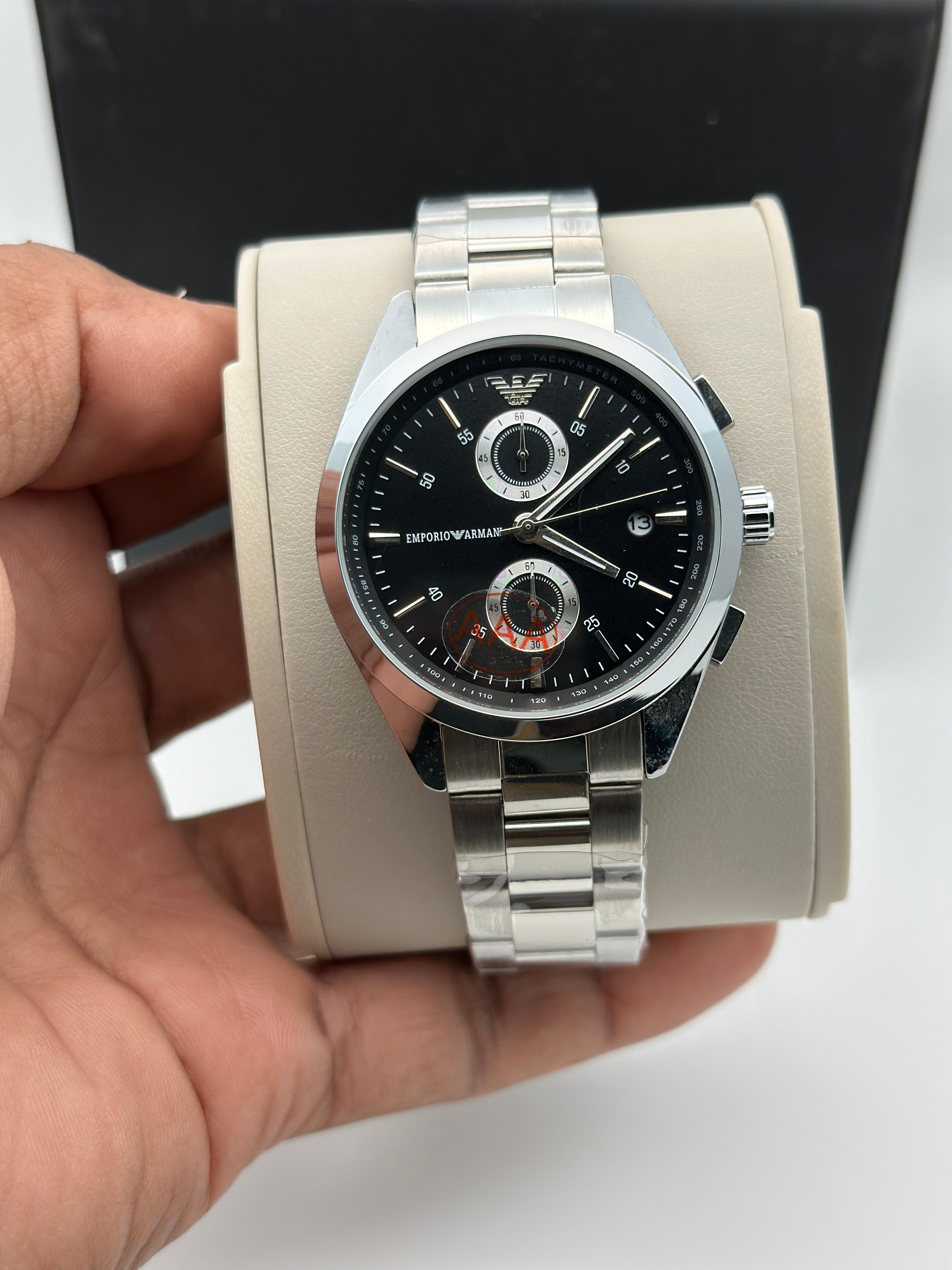 Emporio Armani Ceramic Green Dial Gold Tone Chronograph Watch for Men