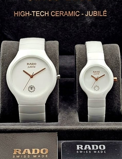 Premium White Ceramic Couple Watch Set