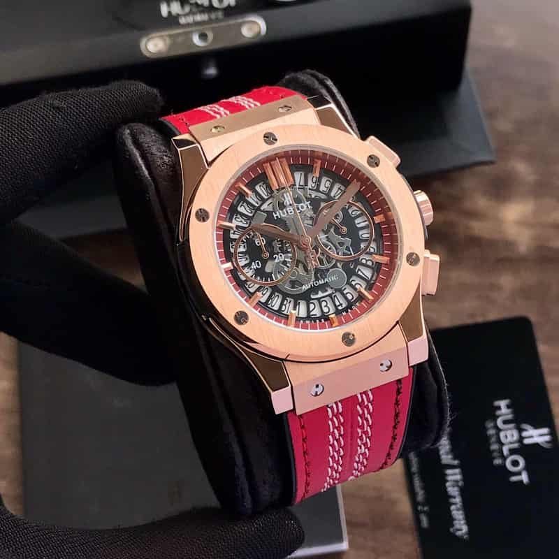 Luxury Rose Gold Skeleton Chronograph Watch for Men