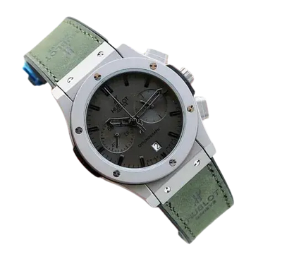 Men’s Luxury Chronograph Watch with Green Leather Strap