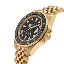 Luxury Gold GMT Style Watch with Black Dial & Jubilee Bracelet