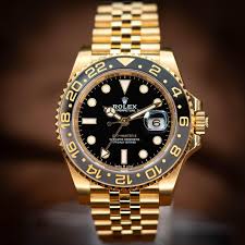 Luxury Gold GMT Style Watch with Black Dial & Jubilee Bracelet