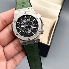 Luxury Green Leather Chronograph Men's Watch