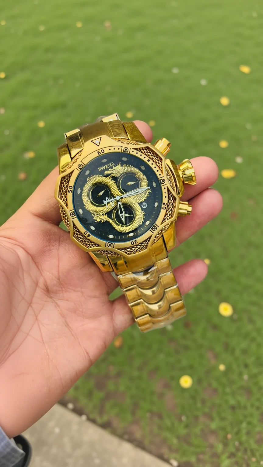 Men’s Luxury Gold Dragon Chronograph Watch